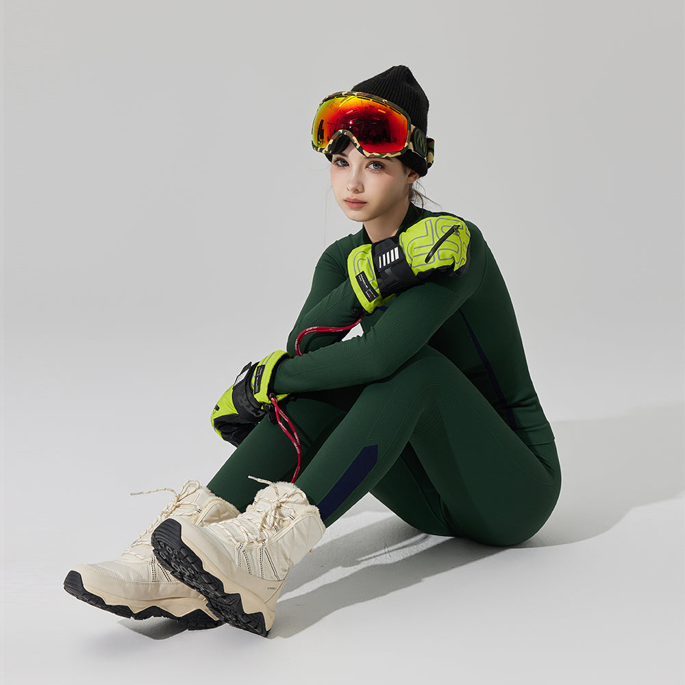US Stock Skiing Thermal Underwear Set for Women Seamless Warm Base Layer Top & Bottom