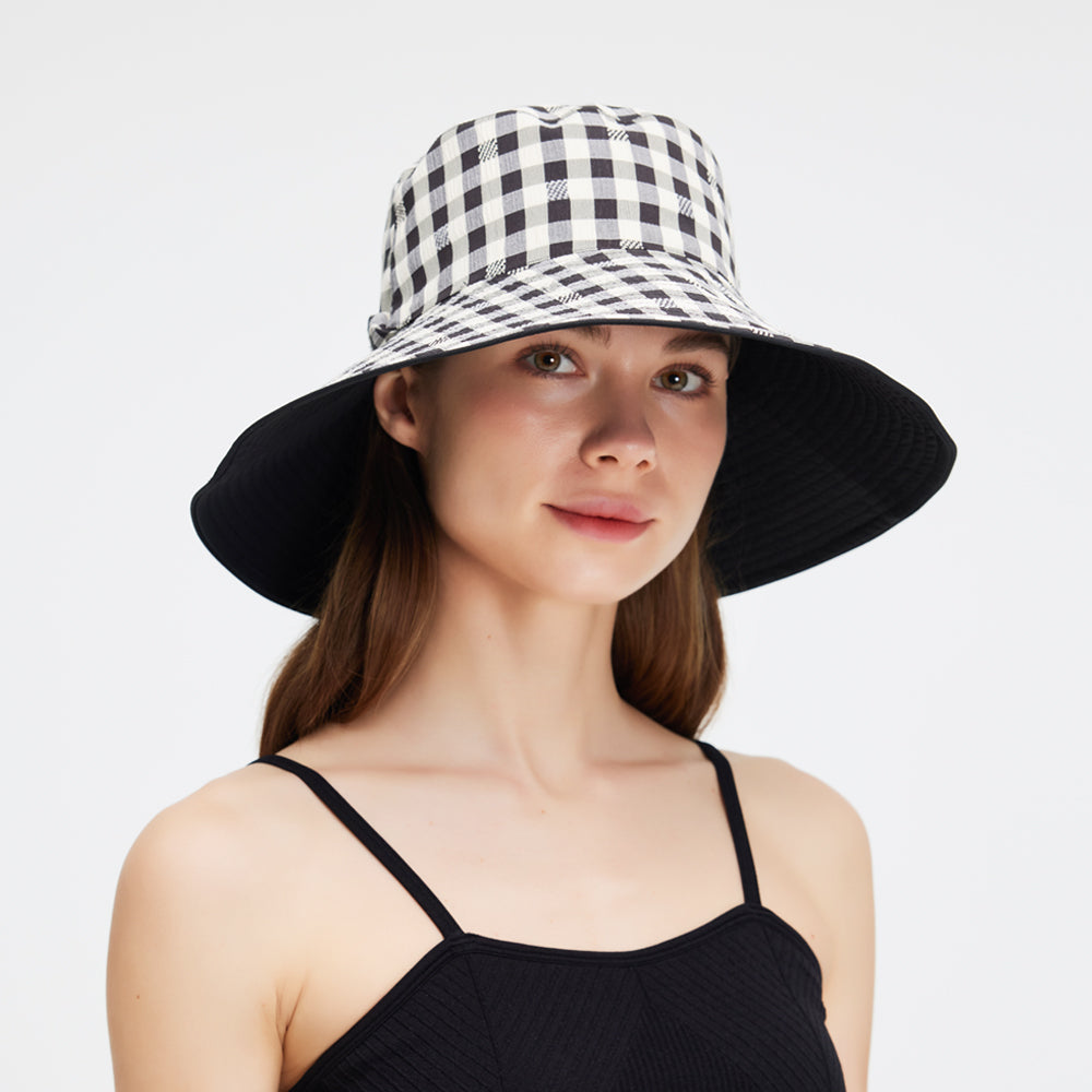 Women's Reversible Bucket Hat with Belt Wide Brim Waterproof Sun Cap UPF50+