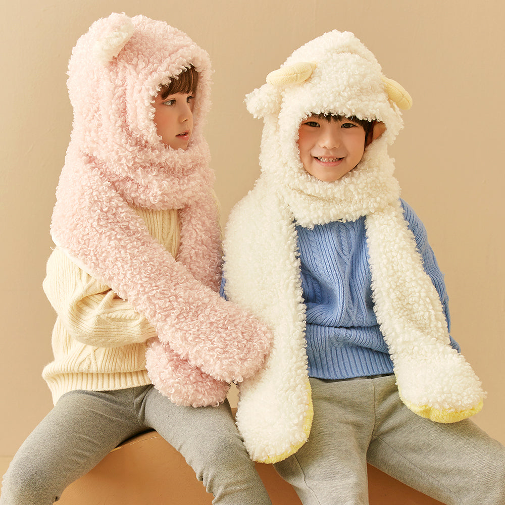 Kid's 3-in-1 Multi-Functional Hoodie Hat/Scarf/Gloves Set