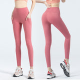 US Stock High Waist Yoga Pants with Pockets Tummy Control Workout Leggings