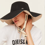 US Stock Women's Sun Hat Large Brim Bucket Hat with Removable Belt