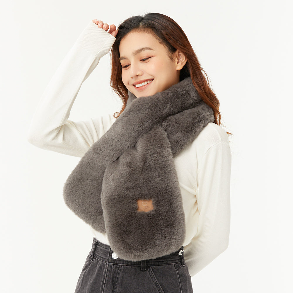 Faux Rabbit Fur Scarf for Women Winter Warm Scarves Faux Plush Fur Scarf