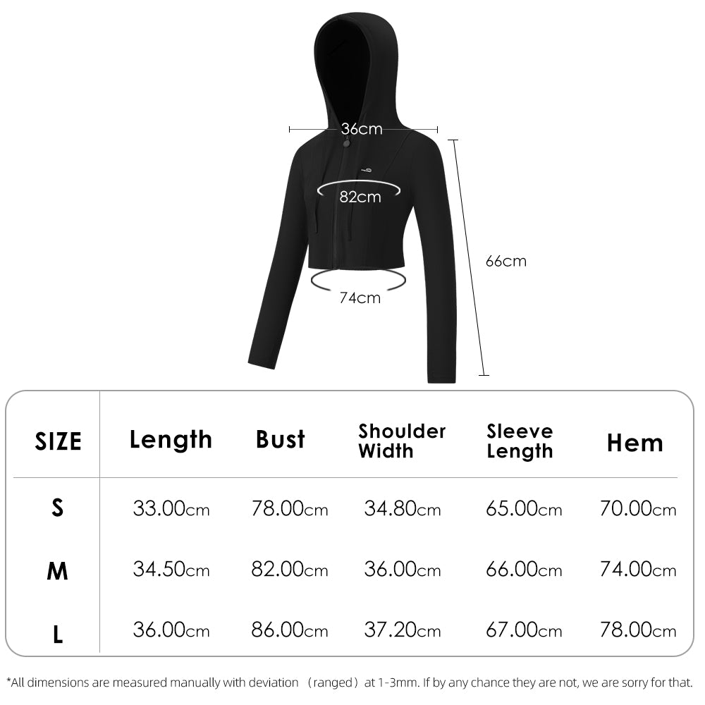US Stock Women's Cropped Jacket UPF 50+ Long Sleeve Coat Tops