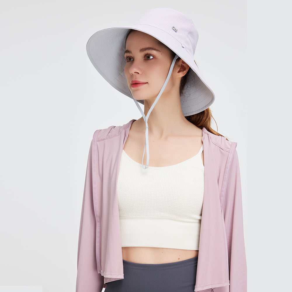 US Stock Women's Bucket Hat Wide Brim Sun Protection UPF50+ Waterproof Reversible Cap