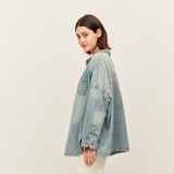 Women's Denim Shirt Western Jean Shirts Sun Protection Long Sleeve Tops UPF50+