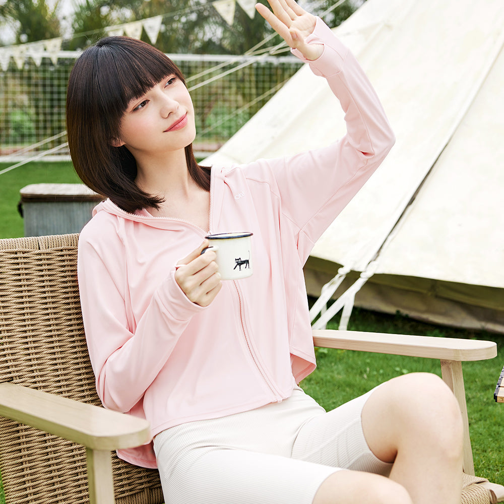 Women's Cropped Sun Protection Jackets UPF50+ Hoodie Tops Coats