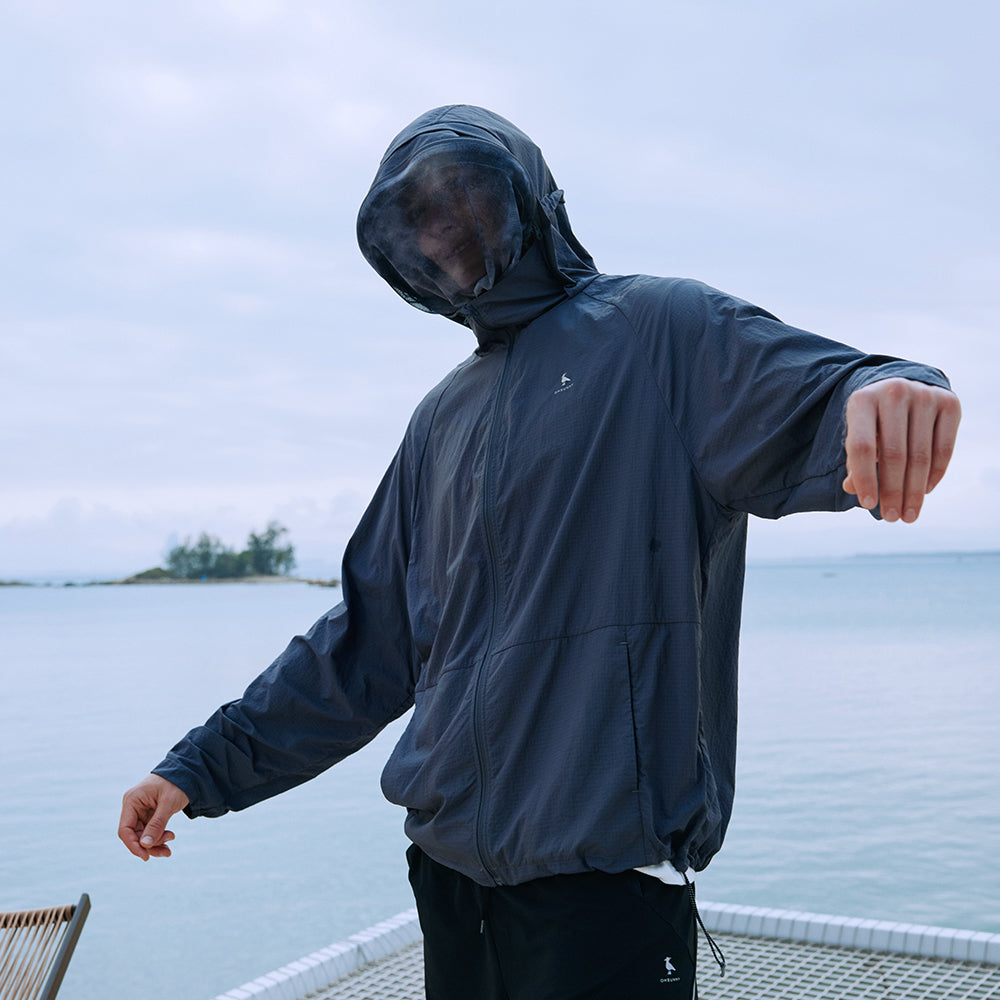 Unisex Sun Protection Hooded Jackets UPF50+ with Mosquito Mesh Face Cover