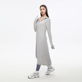 Women's Sun Protective Hoodie with Face Mask UPF50+ Extended Long Cover Up Full Zip Up Dress