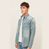 Men's Denim Shirt Western Jean Shirts Sun Protection Long Sleeve Tops UPF50+