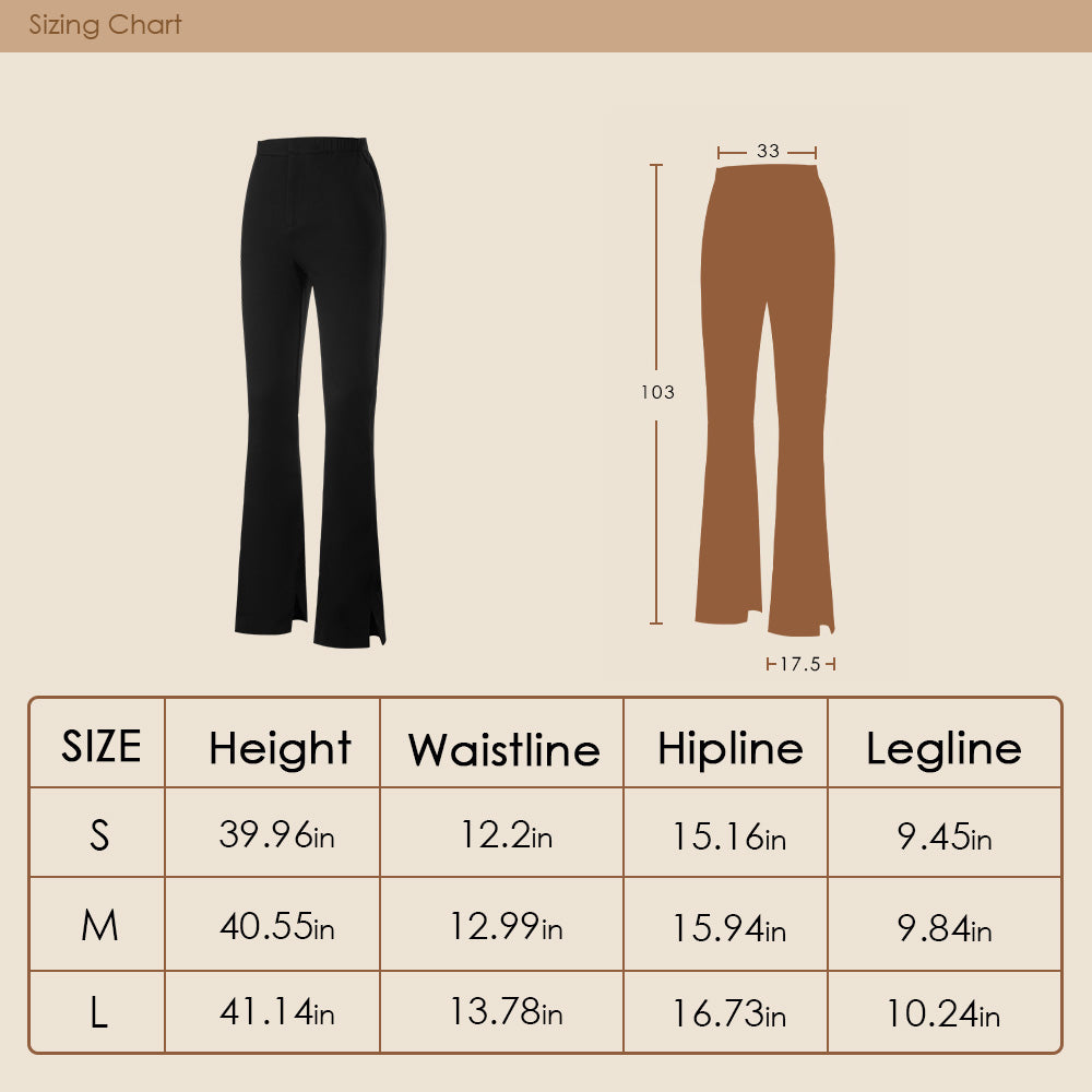 Women's High Waist Slit Hem Pants Thicken Warm Plain Leg Pants
