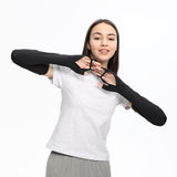 US Stock Women's Long Arm Sleeves Gloves Half-finger Mitten UPF 50+