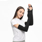 US Stock Women's Long Arm Sleeves Gloves Half-finger Mitten UPF 50+