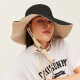 US Stock Women's Sun Hat Large Brim Bucket Hat with Removable Belt