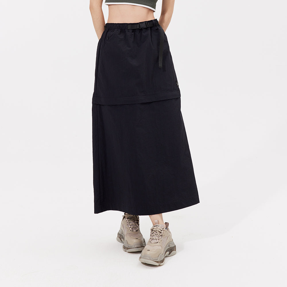 Dual-Use Cargo Skirts Long/Short Casual Loose Skirt with Cargo Pockets