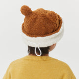 US Stock Kid's Fur Plush Hat Beanies Cuffed Skull with Adjustable Drawcord