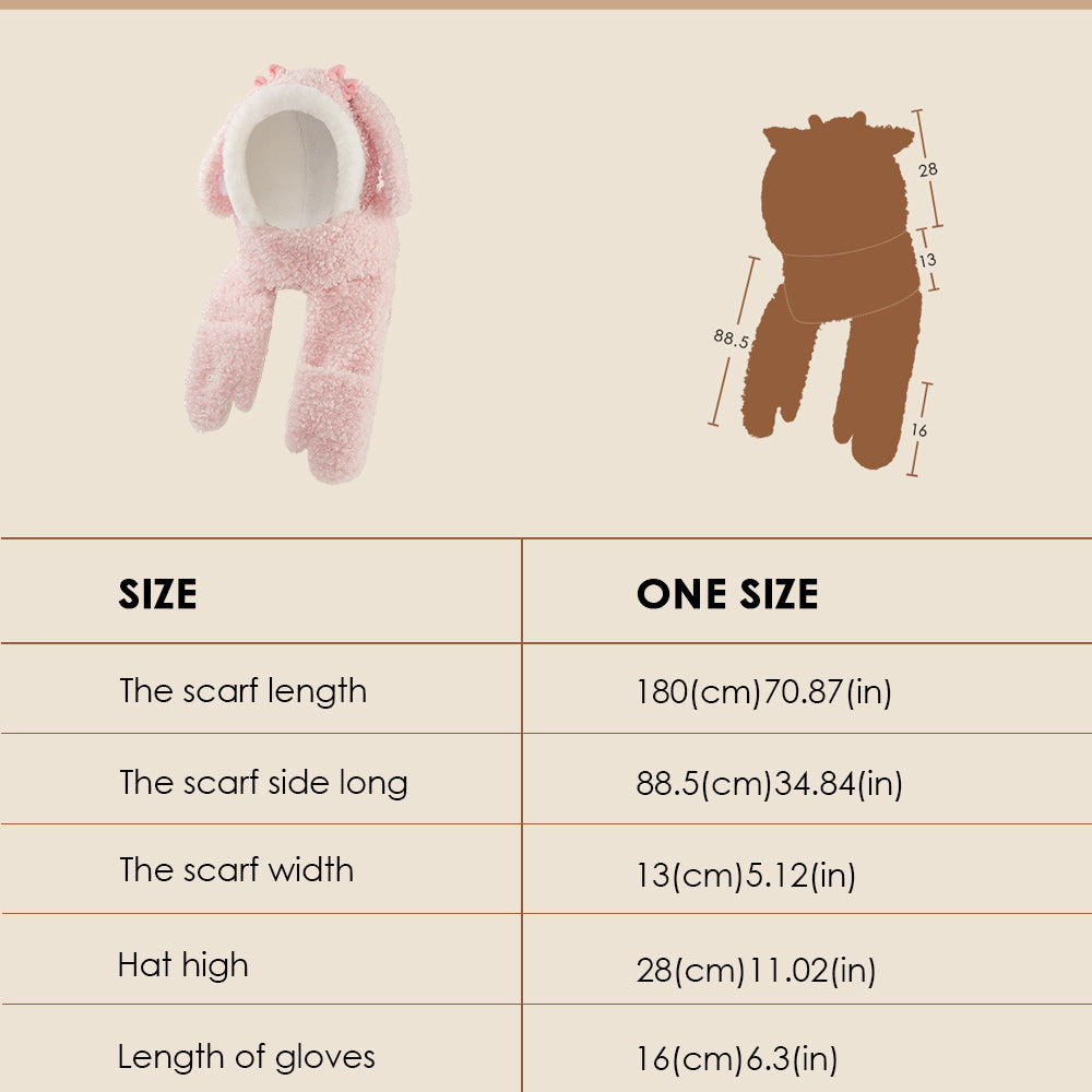 Kid's 3-in-1 Multi-Functional Scarves Warm Hoodie Hat/Scarf/Mittens Set