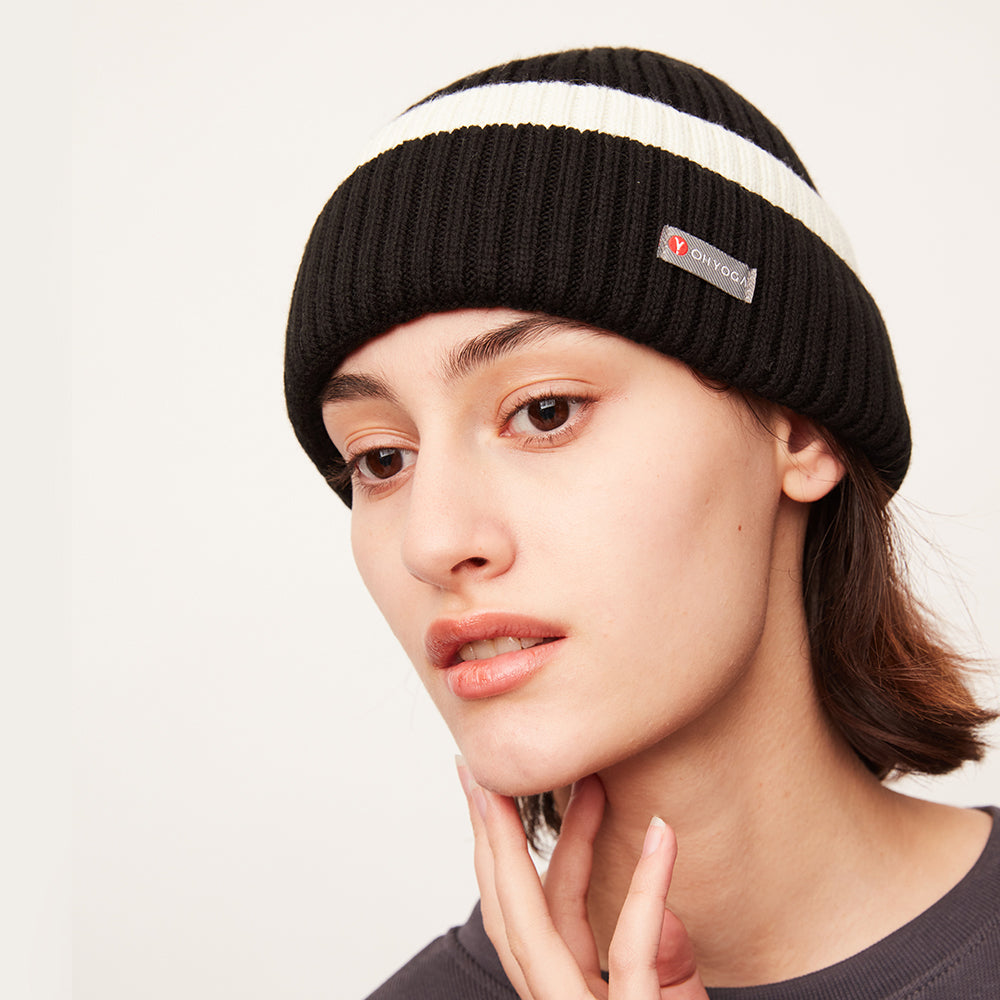US Stock Women's Winter Contract Color Heated Knit Hat