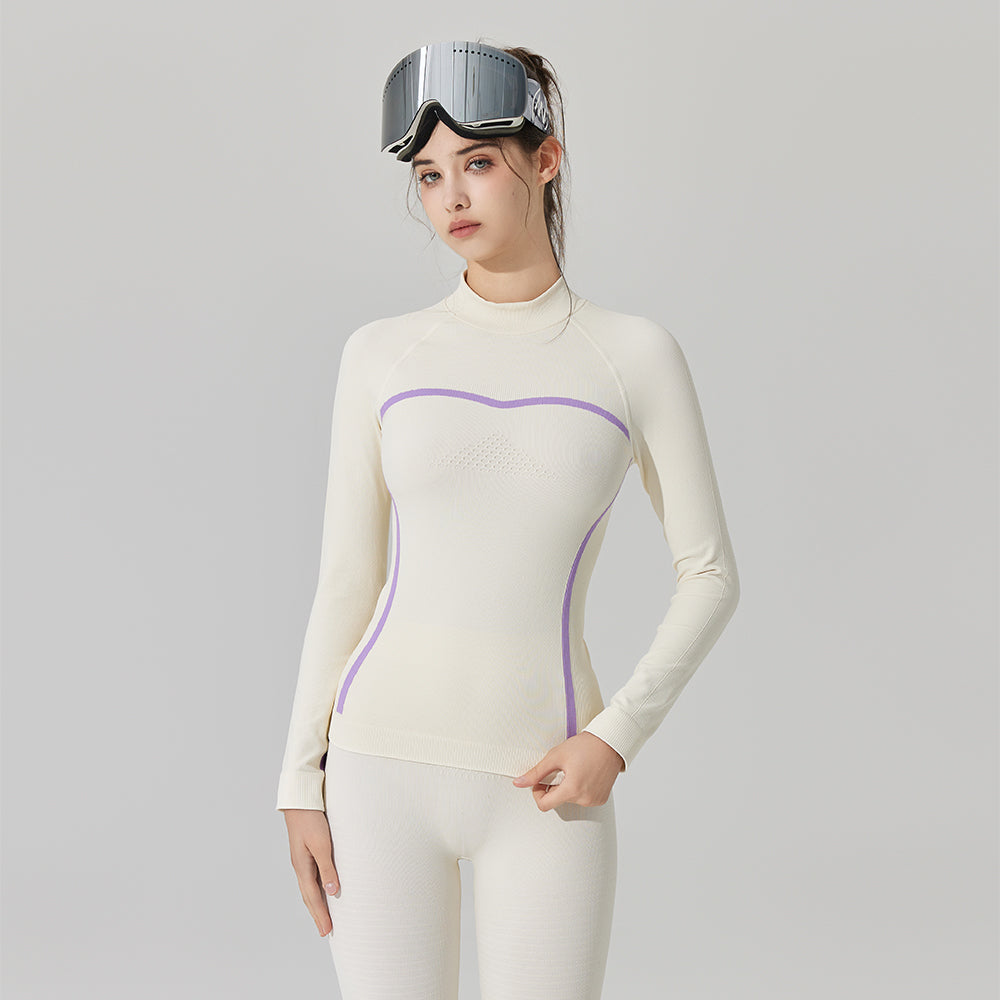 US Stock Skiing Thermal Underwear Set for Women Seamless Warm Base Layer Top & Bottom