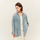 Women's Denim Shirt Western Jean Shirts Sun Protection Long Sleeve Tops UPF50+