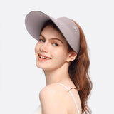 US Stock Women's Visor Cap Dual-Sided Roll-up Foldable Sun Hat UPF 50+
