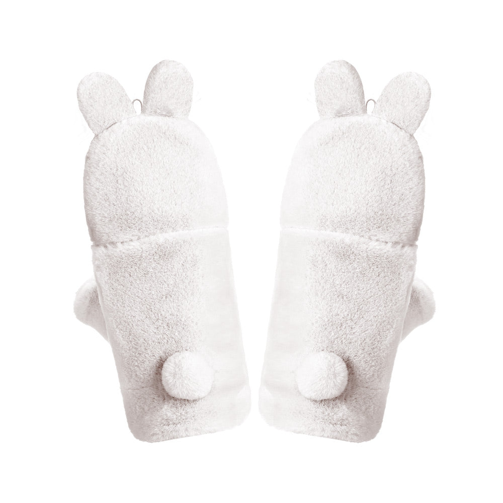 Winter Faux Fur Convertible Fingerless Gloves Warm Mittens