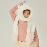 Kid's 3-in-1 Multi-Functional Scarves Warm Hoodie Hat/Scarf/Mittens Set
