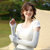 US Stock Women's Long Arm Sleeves Gloves Half-finger Mitten UPF 50+