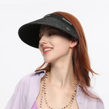 Wide Brim Straw Sun Visor Hat UPF 50+ Anti-UV Beach Summer Cap