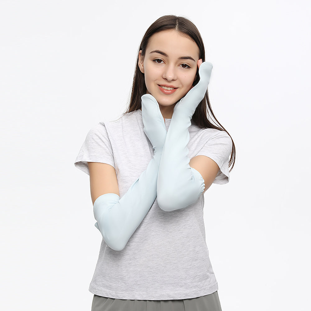 US Stock Women's Long Arm Sleeves Gloves Half-finger Mitten UPF 50+