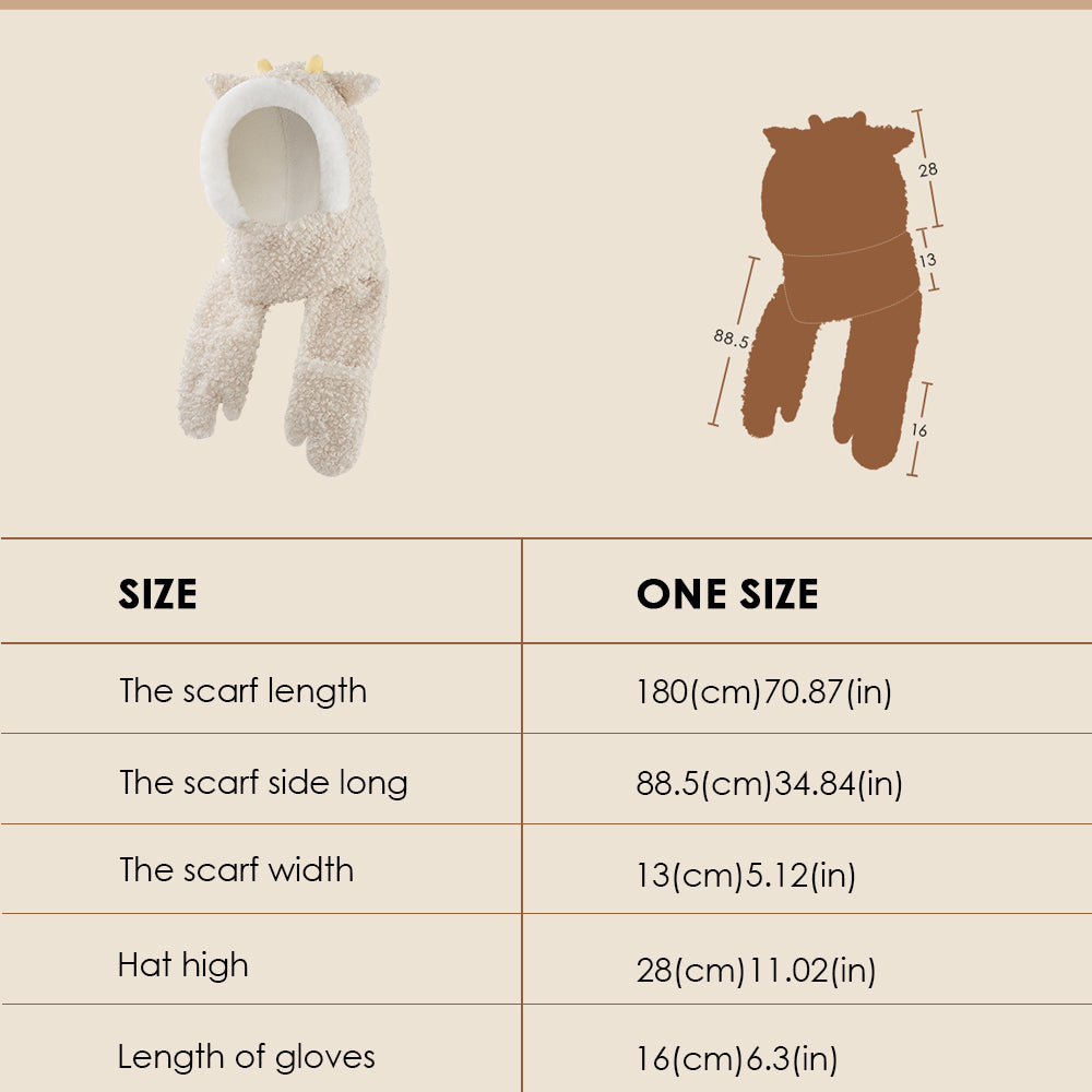 Kid's 3-in-1 Multi-Functional Scarves Warm Hoodie Hat/Scarf/Mittens Set