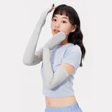 US Stock Women's Arm Sleeves with Half-finger Gloves Sun Protection UPF 50+