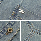 Men's Denim Shirt Western Jean Shirts Sun Protection Long Sleeve Tops UPF50+