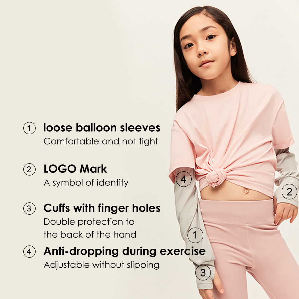 Kid's Loose Arm Sleeves with Thumb Hole Sun Protection UPF50+ Athletic Arm Covers