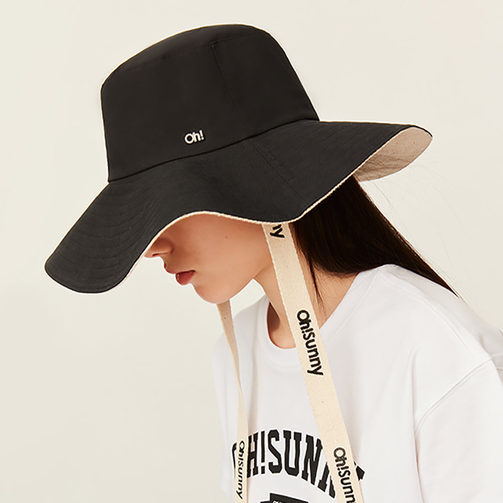 US Stock Women's Sun Hat Large Brim Bucket Hat with Removable Belt