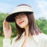Women's Wide Brim Sun Visor Hat Empty Top Sun Cap UPF50+