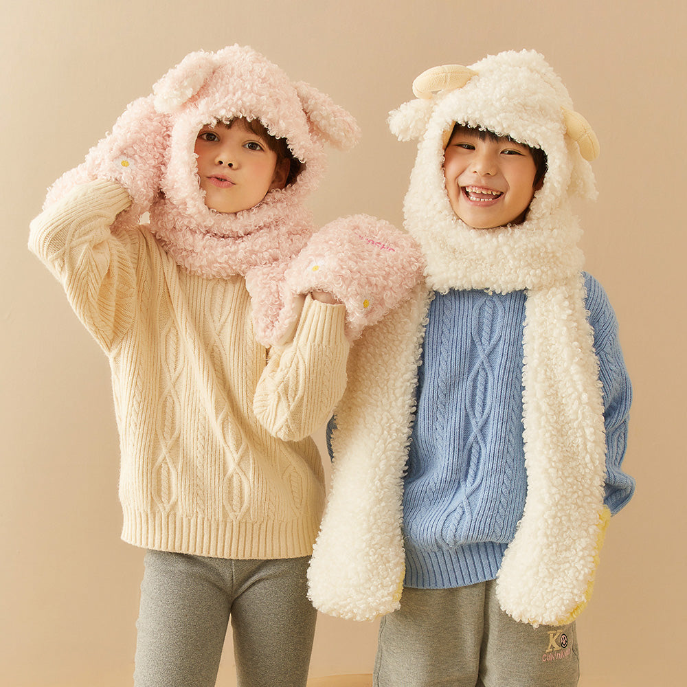 Kid's 3-in-1 Multi-Functional Hoodie Hat/Scarf/Gloves Set