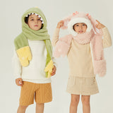 Kid's 3-in-1 Multi-Functional Scarves Warm Hoodie Hat/Scarf/Mittens Set