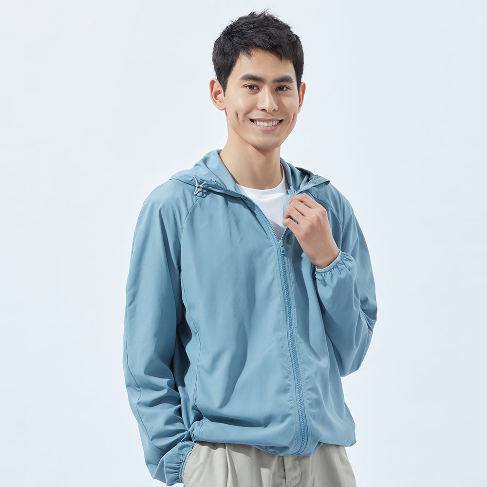 US Stock Men's Standard Hoodie Ultra Light Long Sleeve Sun Protective Coat UPF 50+