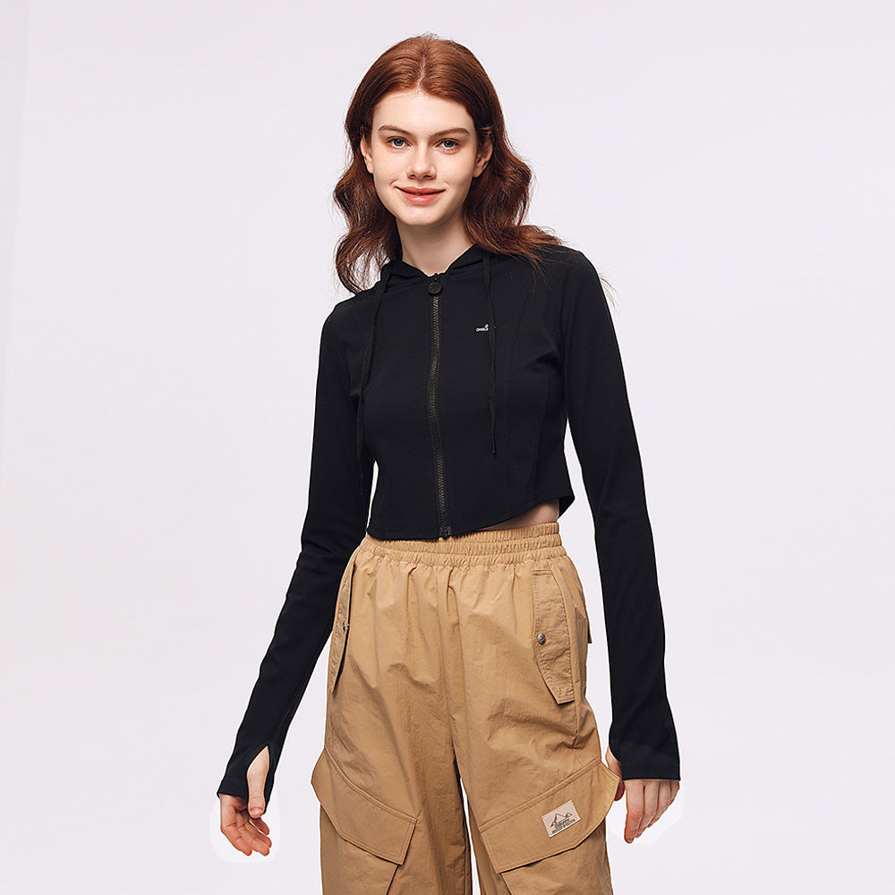 US Stock Women's Cropped Jacket UPF 50+ Long Sleeve Coat Tops