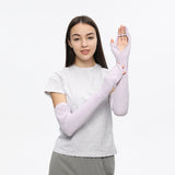 US Stock Women's Long Arm Sleeves Gloves Half-finger Mitten UPF 50+