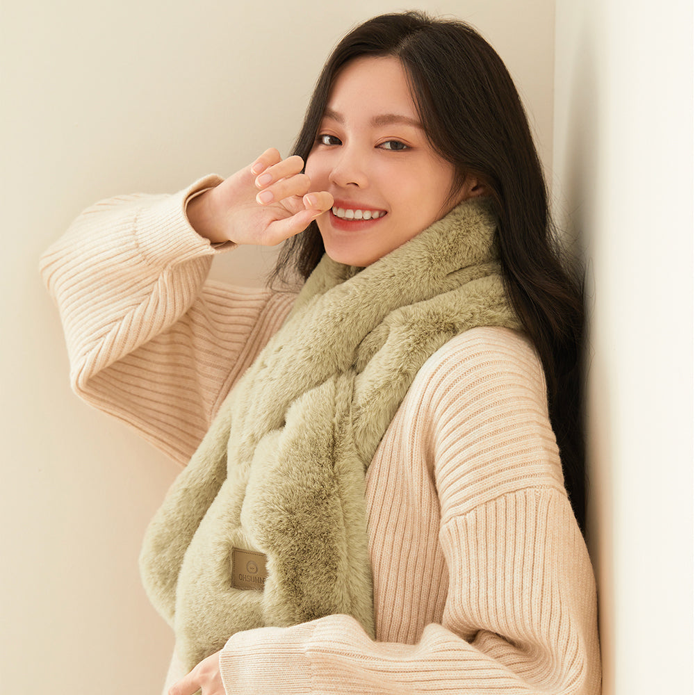 Faux Rabbit Fur Scarf for Women Winter Warm Scarves Faux Plush Fur Scarf