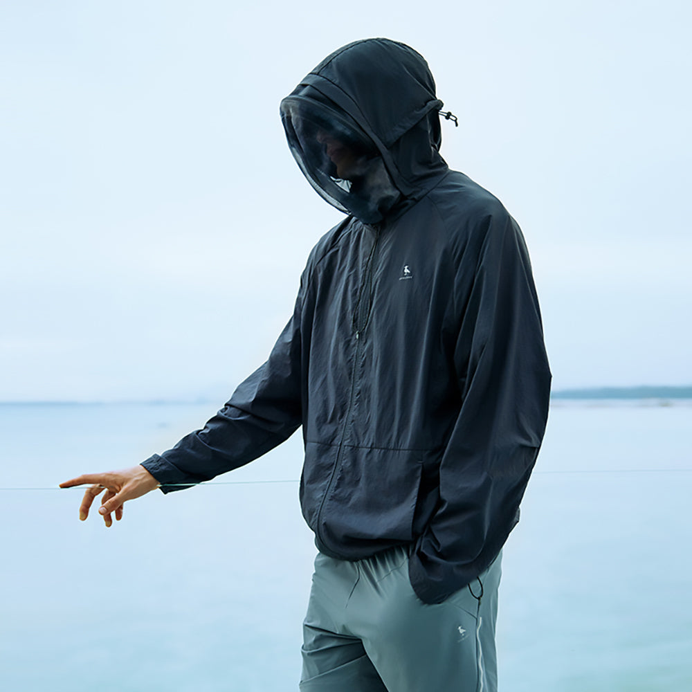 Unisex Sun Protection Hooded Jackets UPF50+ with Mosquito Mesh Face Cover