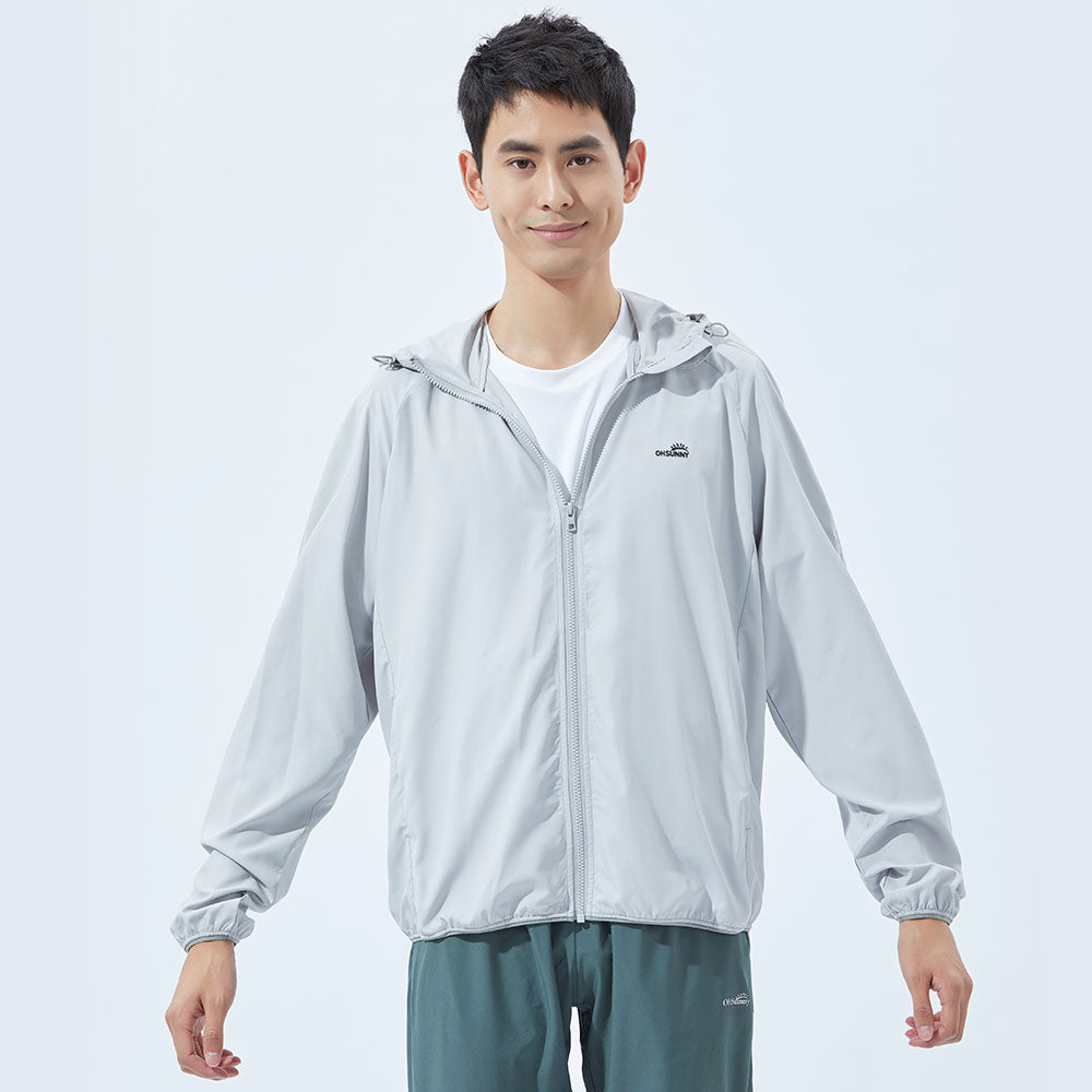 US Stock Men's Standard Hoodie Ultra Light Long Sleeve Sun Protective Coat UPF 50+