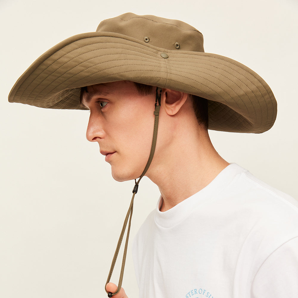 US Stock Unisex Extra Large Brim Sun Bucket Hat with Adjustable Windproof Rope