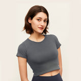 Women's Seamless Workout Shirts Crew Neck Crop Tank Tops UPF 50+
