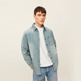 Men's Denim Shirt Western Jean Shirts Sun Protection Long Sleeve Tops UPF50+