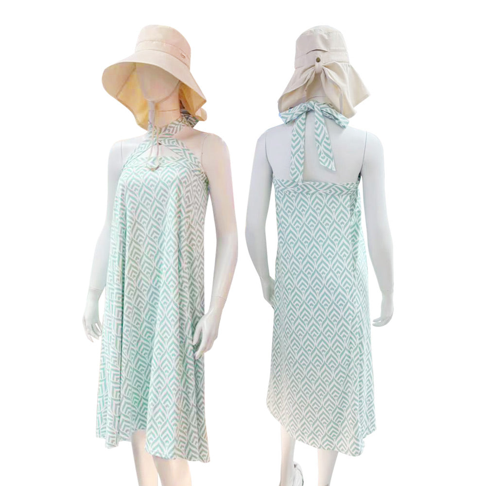 US Stock Women's Covers Up Beach Dress Printed Fabric Sun Protection UPF 50+