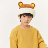 US Stock Kid's Fur Plush Hat Beanies Cuffed Skull with Adjustable Drawcord