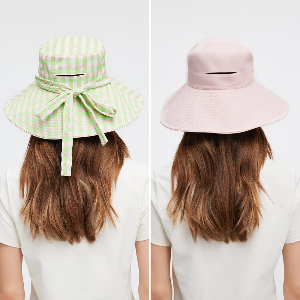 Women's Reversible Bucket Hat with Belt Wide Brim Waterproof Sun Cap UPF50+