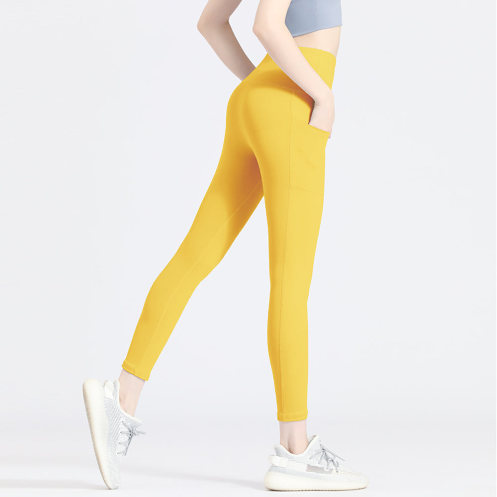 US Stock High Waist Yoga Pants with Pockets Tummy Control Workout Leggings